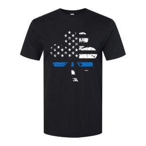 Thin Blue Line Usa Flag Shamrock Police St Patricks Day Gift Softstyle CVC T-Shirt