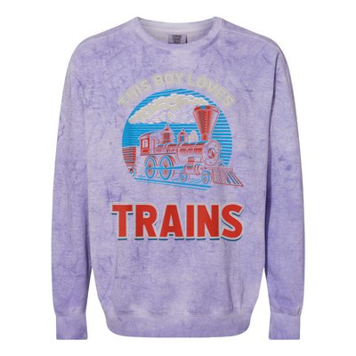 This Boy Loves Trains Locomotives And Wagon! Boys Train Colorblast Crewneck Sweatshirt