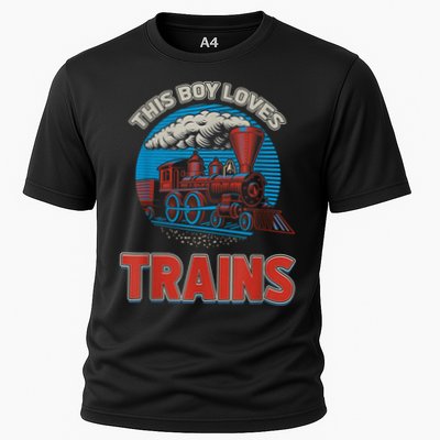 This Boy Loves Trains Locomotives And Wagon! Boys Train Performance Shirt
