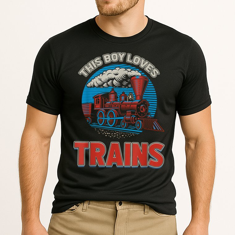 This Boy Loves Trains Locomotives And Wagon! Boys Train Cooling Performance Crew T-Shirt