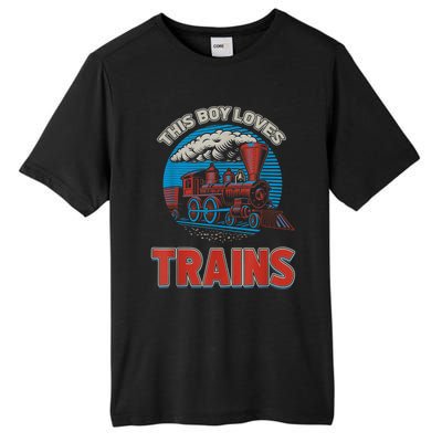 This Boy Loves Trains Locomotives And Wagon! Boys Train Tall Fusion ChromaSoft Performance T-Shirt