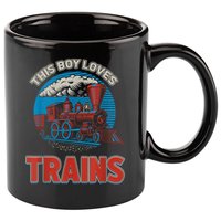 This Boy Loves Trains Locomotives And Wagon! Boys Train 11oz C Handle Ceramic Mug