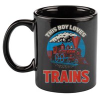 This Boy Loves Trains Locomotives And Wagon! Boys Train 11oz C Handle Ceramic Mug