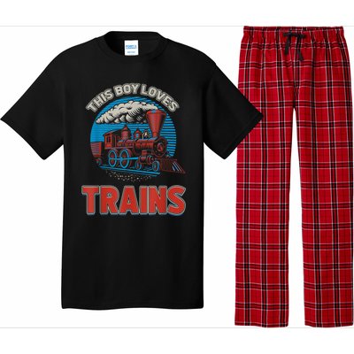 This Boy Loves Trains Locomotives And Wagon! Boys Train Pajama Set