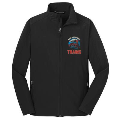 This Boy Loves Trains Locomotives And Wagon! Boys Train Core Soft Shell Jacket