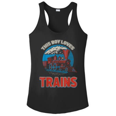 This Boy Loves Trains Locomotives And Wagon! Boys Train Ladies PosiCharge Competitor Racerback Tank