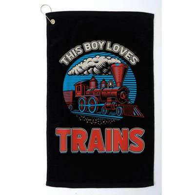 This Boy Loves Trains Locomotives And Wagon! Boys Train Platinum Collection Golf Towel