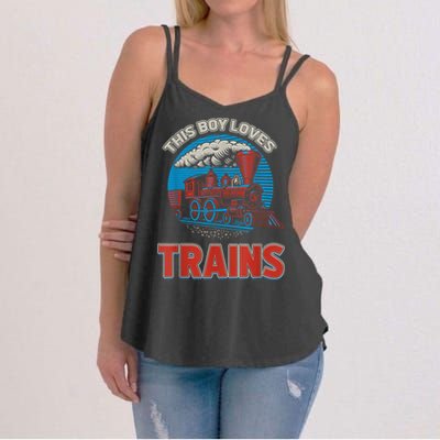 This Boy Loves Trains Locomotives And Wagon! Boys Train Women's Strappy Tank