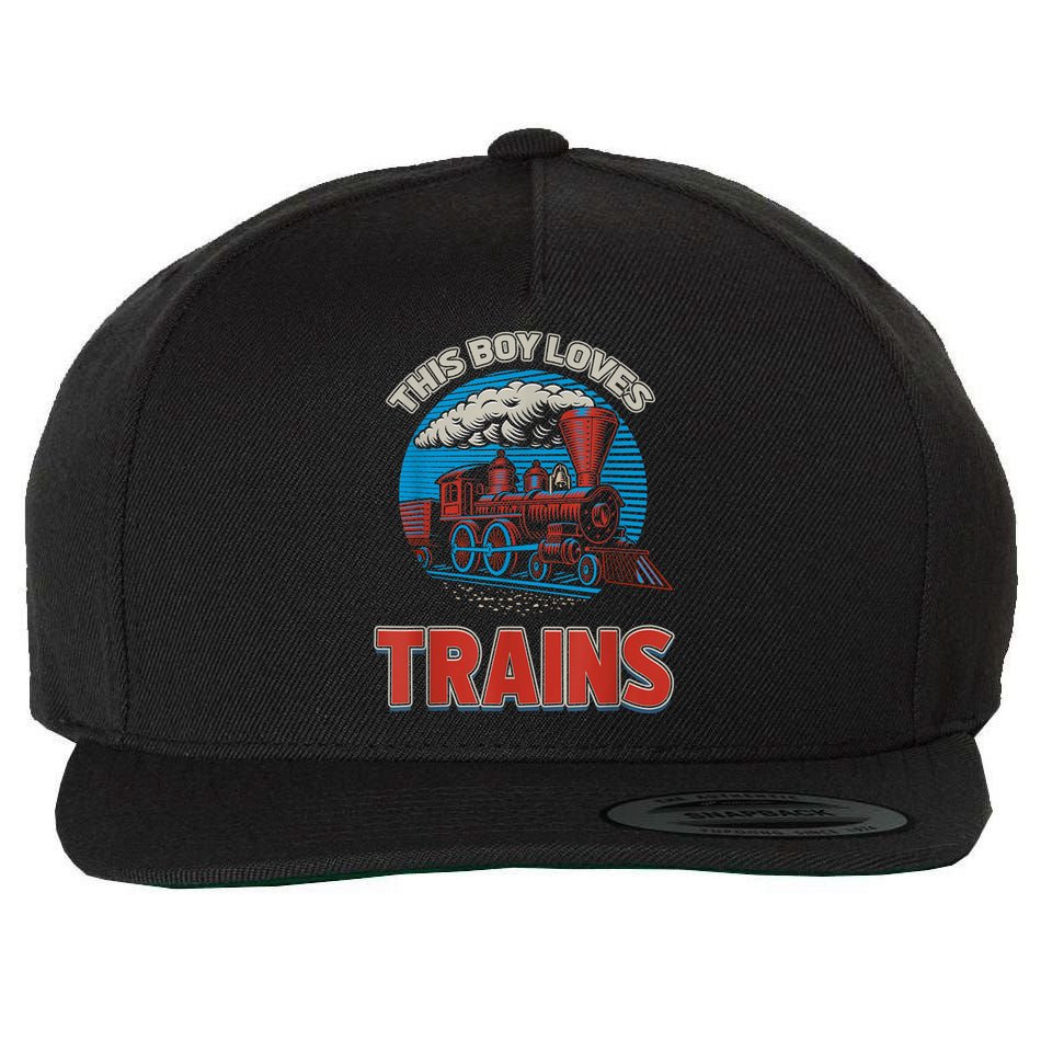 This Boy Loves Trains Locomotives And Wagon! Boys Train Wool Snapback Cap