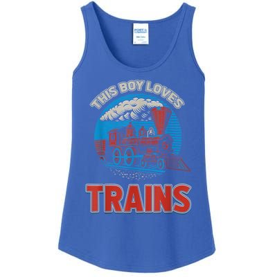 This Boy Loves Trains Locomotives And Wagon! Boys Train Ladies Essential Tank