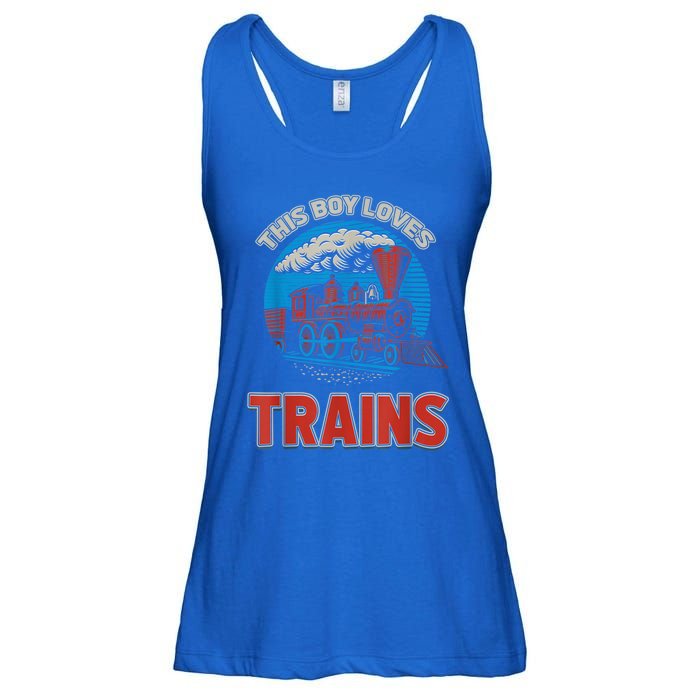 This Boy Loves Trains Locomotives And Wagon! Boys Train Ladies Essential Flowy Tank