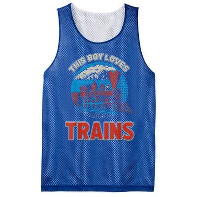 This Boy Loves Trains Locomotives And Wagon! Boys Train Mesh Reversible Basketball Jersey Tank