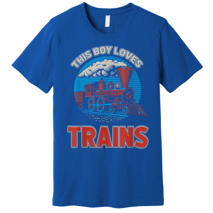 This Boy Loves Trains Locomotives And Wagon! Boys Train Premium T-Shirt