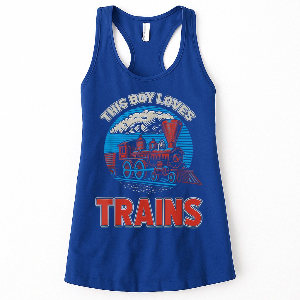 This Boy Loves Trains Locomotives And Wagon! Boys Train Womens Tank Top