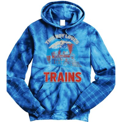 This Boy Loves Trains Locomotives And Wagon! Boys Train Tie Dye Hoodie