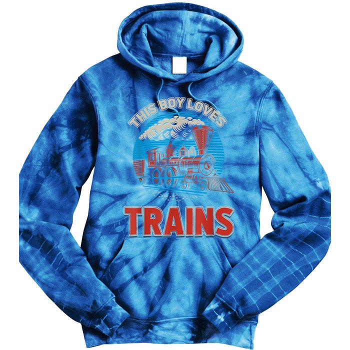 This Boy Loves Trains Locomotives And Wagon! Boys Train Tie Dye Hoodie