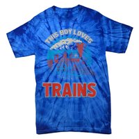 This Boy Loves Trains Locomotives And Wagon! Boys Train Tie-Dye T-Shirt