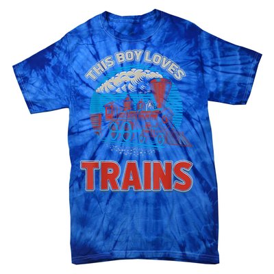 This Boy Loves Trains Locomotives And Wagon! Boys Train Tie-Dye T-Shirt