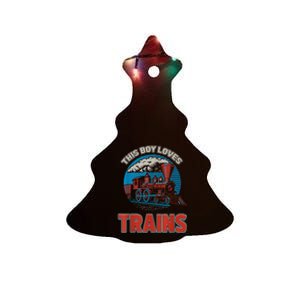 This Boy Loves Trains Locomotives And Wagon! Boys Train Ceramic Tree Ornament