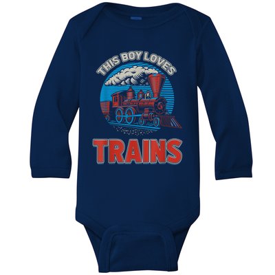 This Boy Loves Trains Locomotives And Wagon! Boys Train Baby Long Sleeve Bodysuit