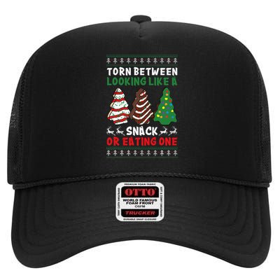 Torn Between Looking Like A Snack Or Eating One Christmas  High Crown Mesh Back Trucker Hat