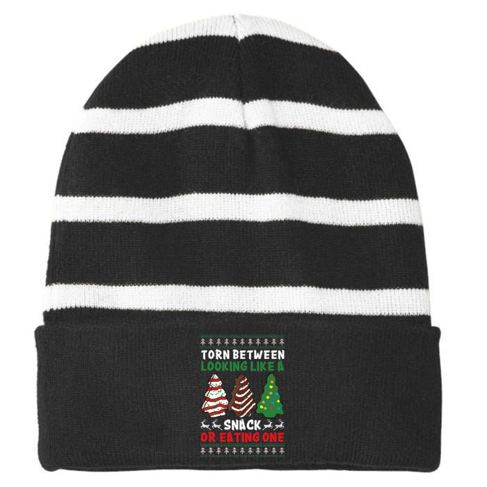 Torn Between Looking Like A Snack Or Eating One Christmas  Striped Beanie with Solid Band