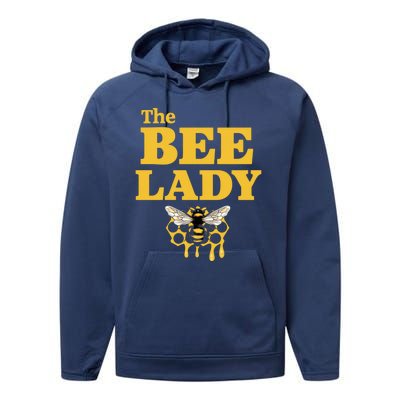 The Bee Lady Beekeeper Apiculture Bee Keeper Honeybees Beekeeping Bee Lovers Performance Fleece Hoodie