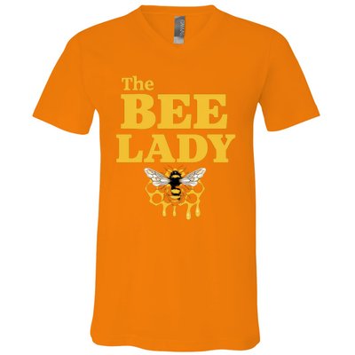 The Bee Lady Beekeeper Apiculture Bee Keeper Honeybees Beekeeping Bee Lovers V-Neck T-Shirt