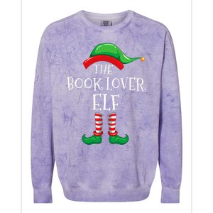 The Book Lover Elf Christmas Books Reading Lover Colorblast Crewneck Sweatshirt