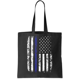 Thin Blue Line American Flag Police Officer Back Dad Gift Tote Bag