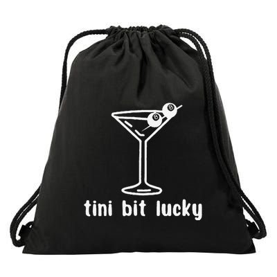 Tini Bit Lucky Funny Martini 8 Ball Patricks Day Drawstring Bag
