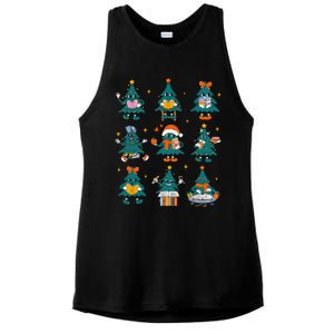 Teacher Book Lovers Librarian Reading Books Christmas Tree Ladies PosiCharge Tri-Blend Wicking Tank