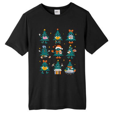 Teacher Book Lovers Librarian Reading Books Christmas Tree Tall Fusion ChromaSoft Performance T-Shirt