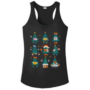 Teacher Book Lovers Librarian Reading Books Christmas Tree Ladies PosiCharge Competitor Racerback Tank