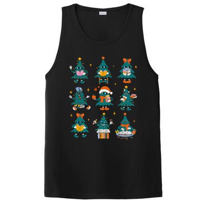 Teacher Book Lovers Librarian Reading Books Christmas Tree PosiCharge Competitor Tank