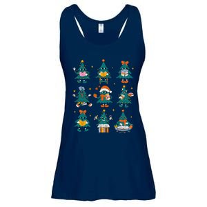 Teacher Book Lovers Librarian Reading Books Christmas Tree Ladies Essential Flowy Tank