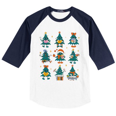 Teacher Book Lovers Librarian Reading Books Christmas Tree Baseball Sleeve Shirt