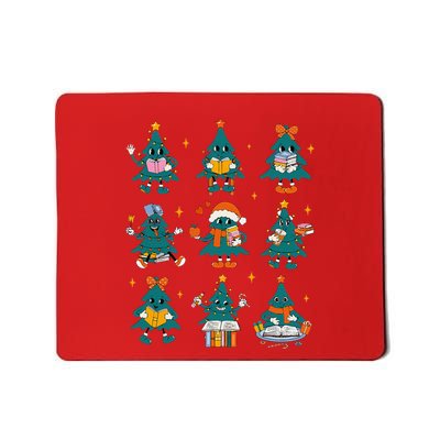 Teacher Book Lovers Librarian Reading Books Christmas Tree Mousepad