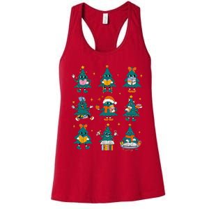 Teacher Book Lovers Librarian Reading Books Christmas Tree Women's Racerback Tank