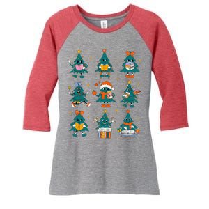 Teacher Book Lovers Librarian Reading Books Christmas Tree Women's Tri-Blend 3/4-Sleeve Raglan Shirt