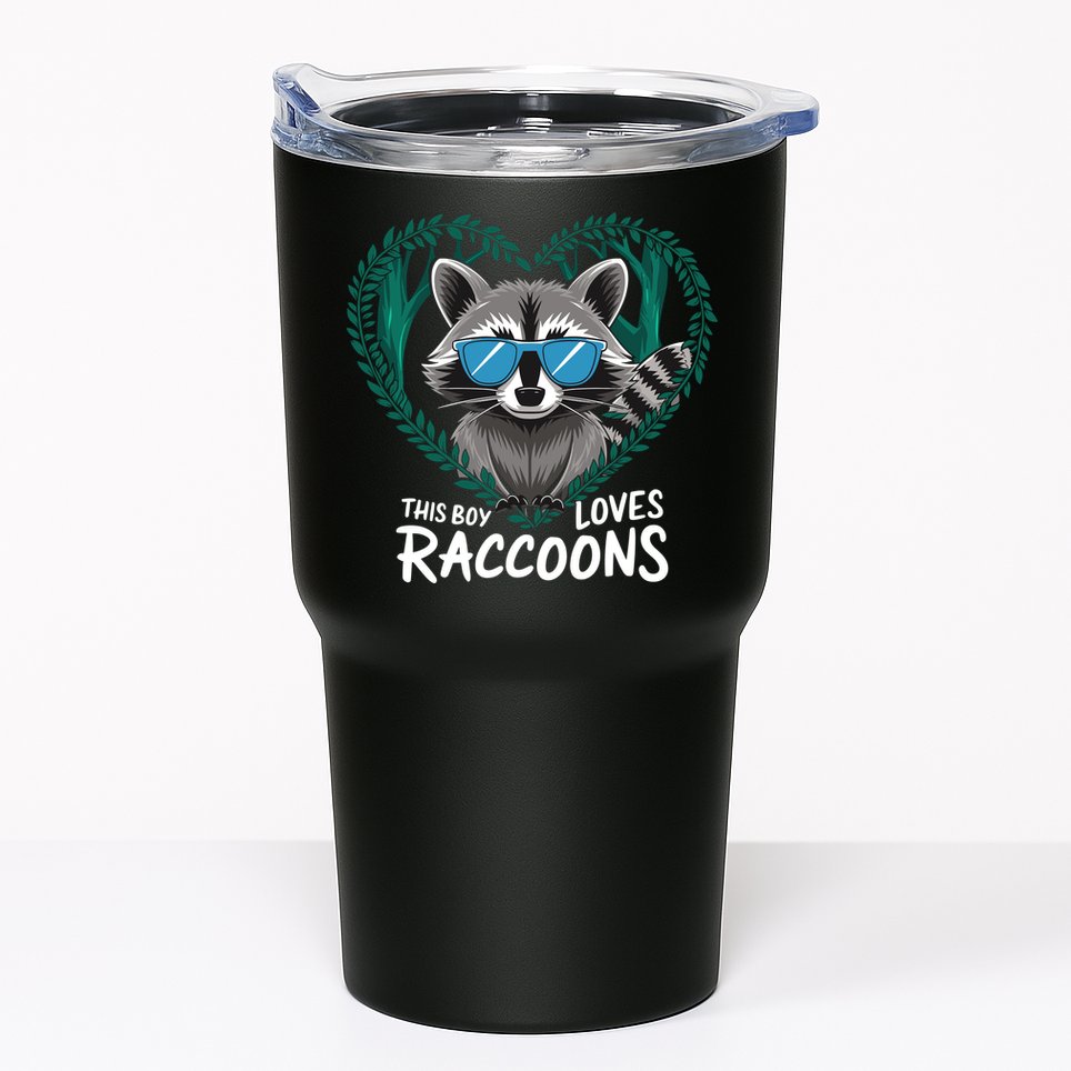 This Boy Loves Raccoons Cute Raccoon Wildlife For Boy Tumbler