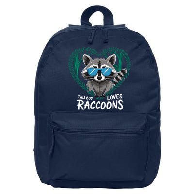 This Boy Loves Raccoons Cute Raccoon Wildlife For Boy 16 in Basic Backpack