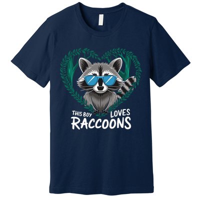 This Boy Loves Raccoons Cute Raccoon Wildlife For Boy Premium T-Shirt