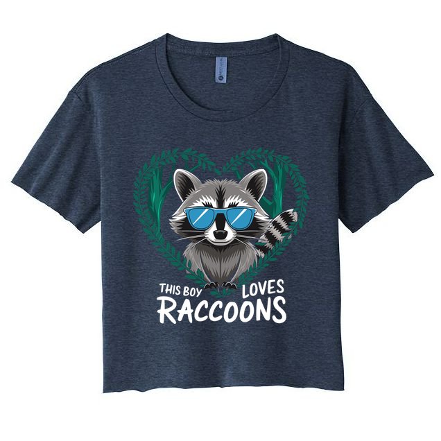 This Boy Loves Raccoons Cute Raccoon Wildlife For Boy Crop Top