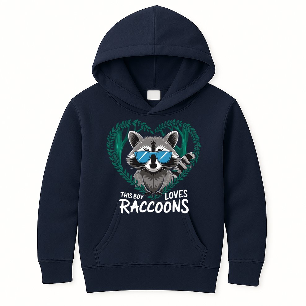This Boy Loves Raccoons Cute Raccoon Wildlife For Boy Kids Hoodie