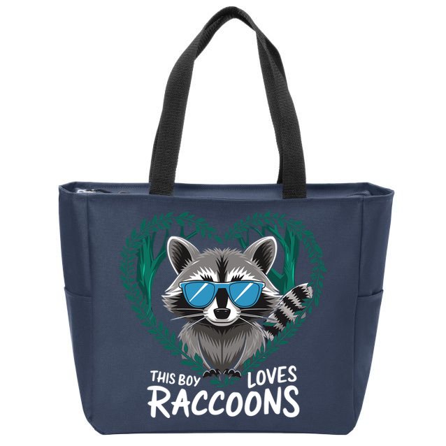 This Boy Loves Raccoons Cute Raccoon Wildlife For Boy Zip Tote Bag