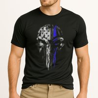 Thin Blue Line S Usa Flag Skull Police Cooling Performance Crew T-Shirt
