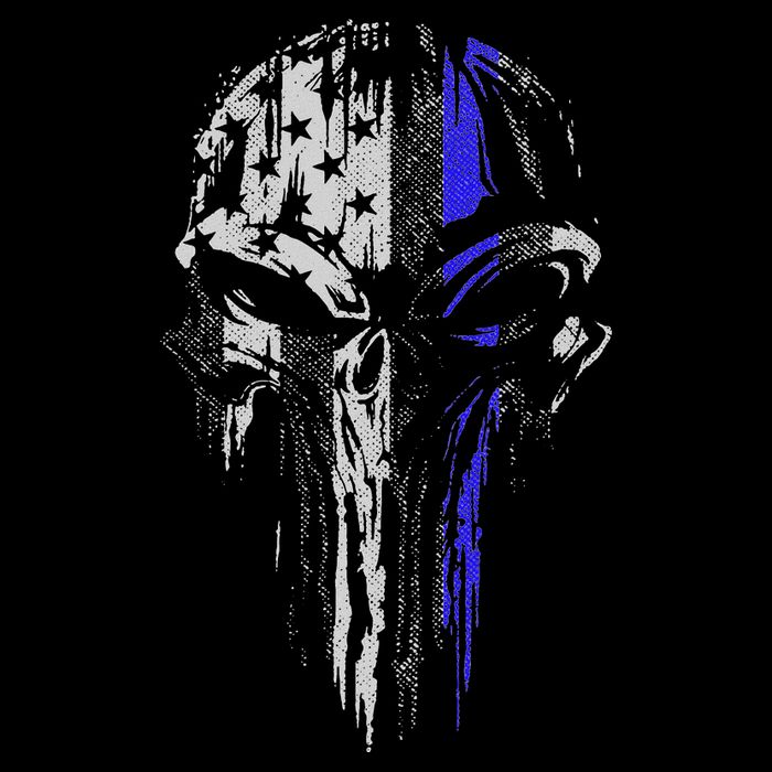 Thin Blue Line S Usa Flag Skull Police Cooling Performance Crew T-Shirt