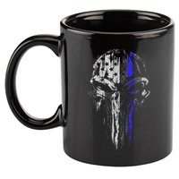 Thin Blue Line S Usa Flag Skull Police 11oz C Handle Ceramic Mug