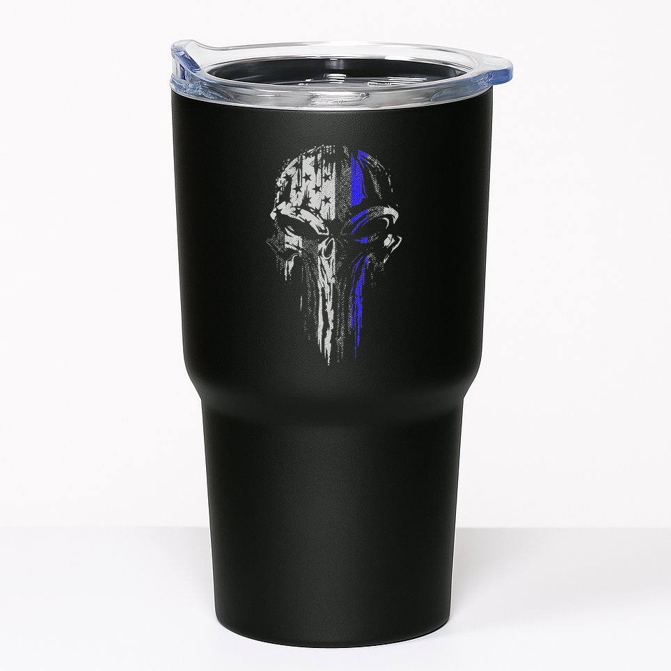 Thin Blue Line S Usa Flag Skull Police Tumbler